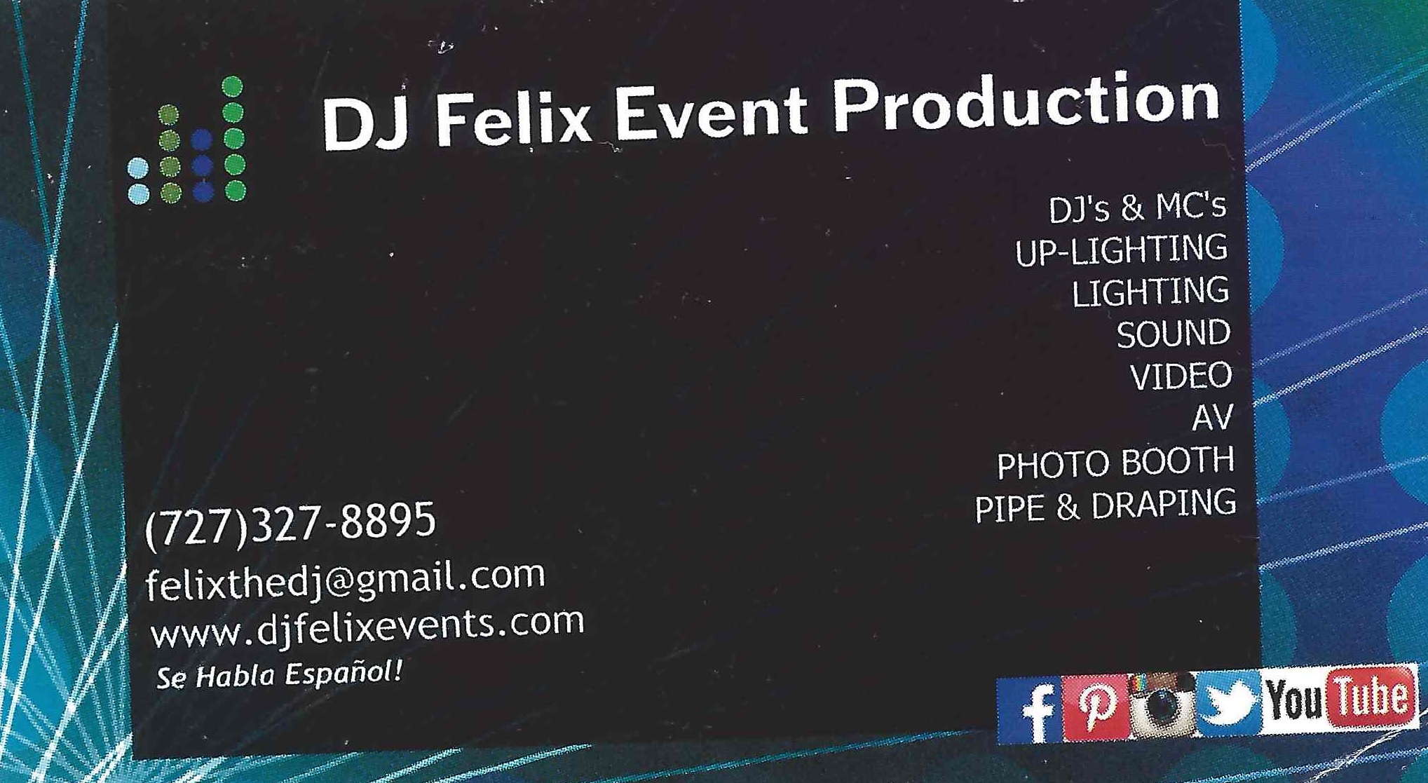 DJ Felix Event Production business card